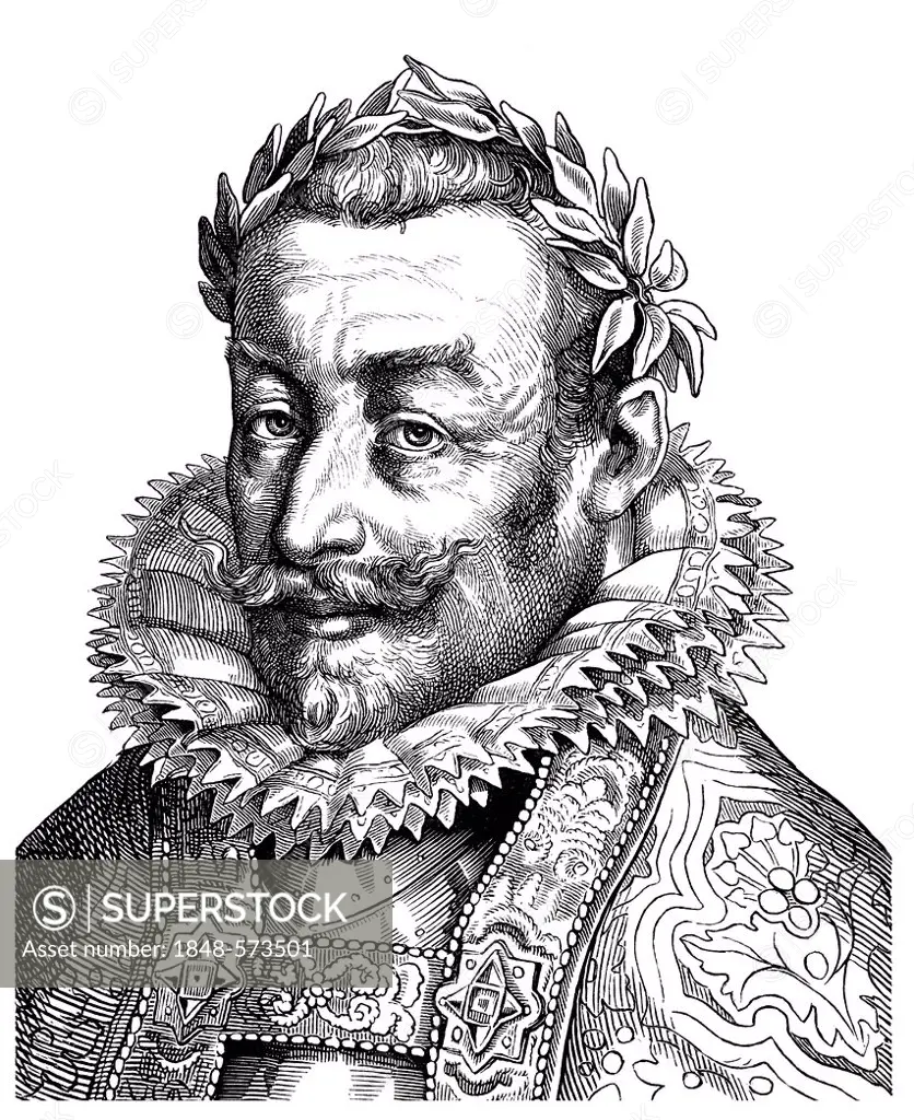Historical engraving from the 19th Century, portrait of Matthias, 1557-1617, Emperor of the Holy Roman Empire