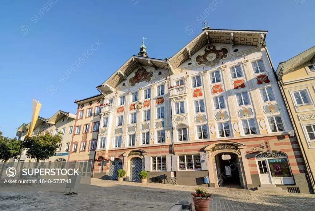 Building in historic town centre, Marktstrasse, Bad Toelz, Upper Bavaria, Bavaria, Germany, Europe