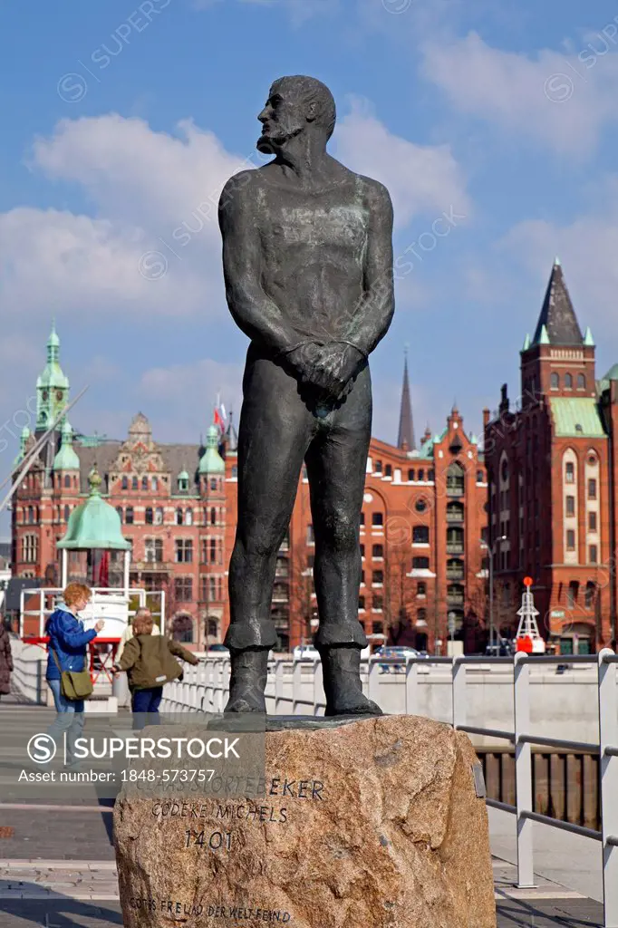 Claas Stoertebeker statue, HafenCity, Hamburg, Germany, Europe, PublicGround
