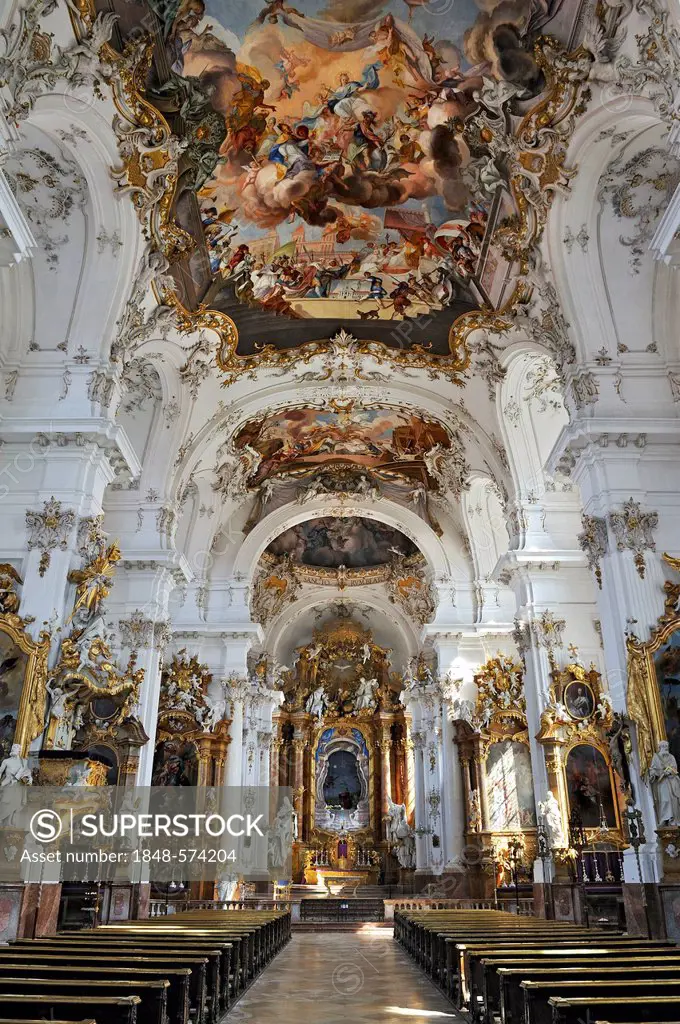 Interior view, Marienmuenster-Mariae-Himmelfahrt church, Diessen on Lake Ammer, Bavaria, Germany, Europe