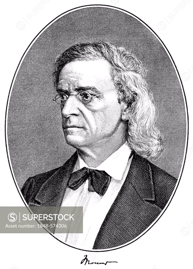 Historical pressure, portrait of Christian Matthias Theodor Mommsen, 1817 - 1903, German historian, Nobel Prize for Literature, from the Illustrated H...