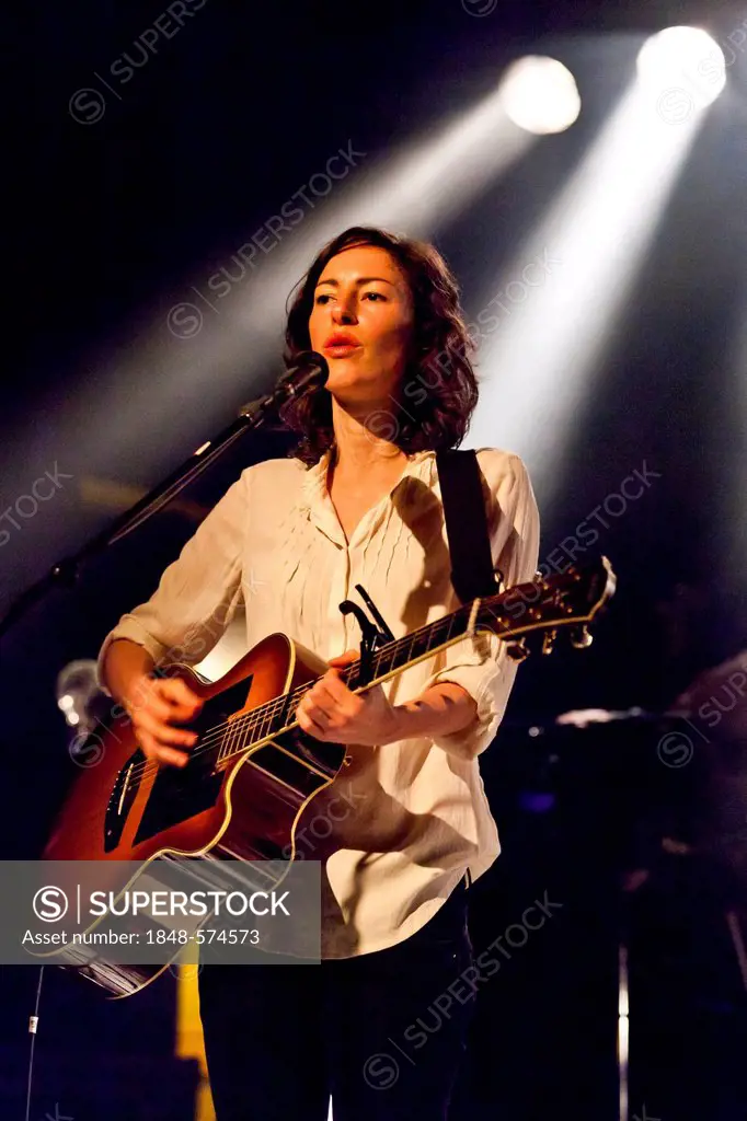 Sonja Glass, from the German-Swiss pop duo Boy, performing live in the Schueuer concert hall, Lucerne, Switzerland, Europe