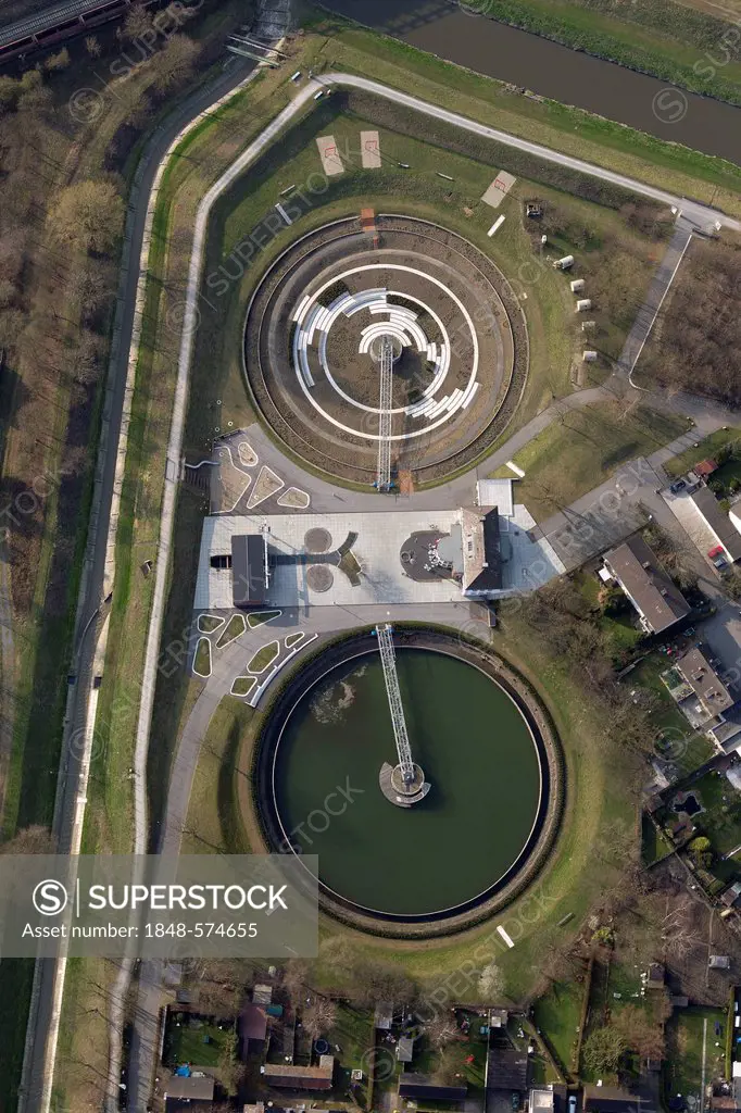Aerial photo, former Emscher Sewage Plant, BernePark, Bottrop, Ruhr area, North Rhine-Westphalia, Germany, Europe