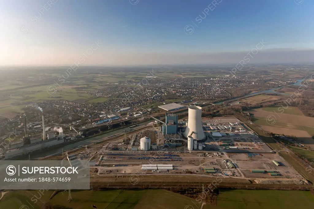 Aerial view, EON Datteln 4, coal-fired power plant, Datteln, Ruhr area, North Rhine-Westphalia, Germany, Europe