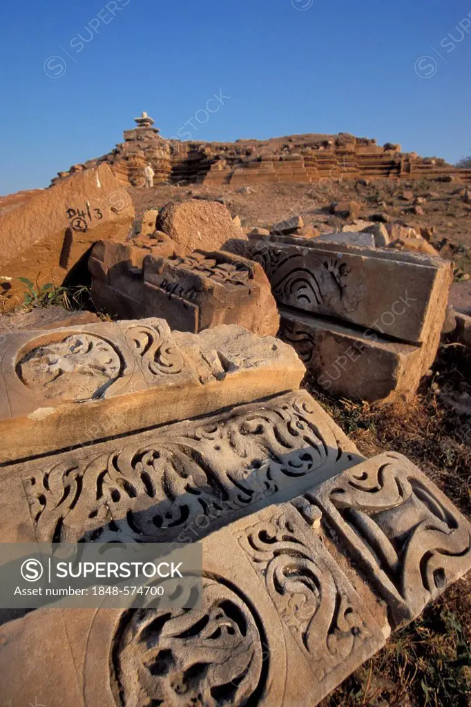 Excavated ruins of the Beejamandal Temple, Khajuraho, Unesco World Heritage site, Madhya Pradesh, India, Asia