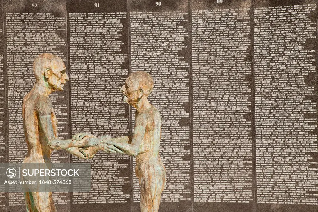 Names of Holocaust victims on a granite wall, The Holocaust Memorial Miami Beach, Miami, Florida, USA