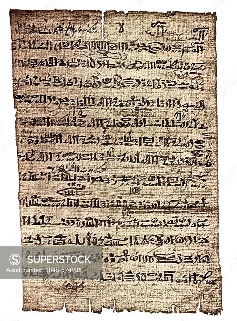 Papyrus with hieratic script, description of Pi-Ramesses, the capital of Ancient Egypt built under Ramses II around 1278 BC