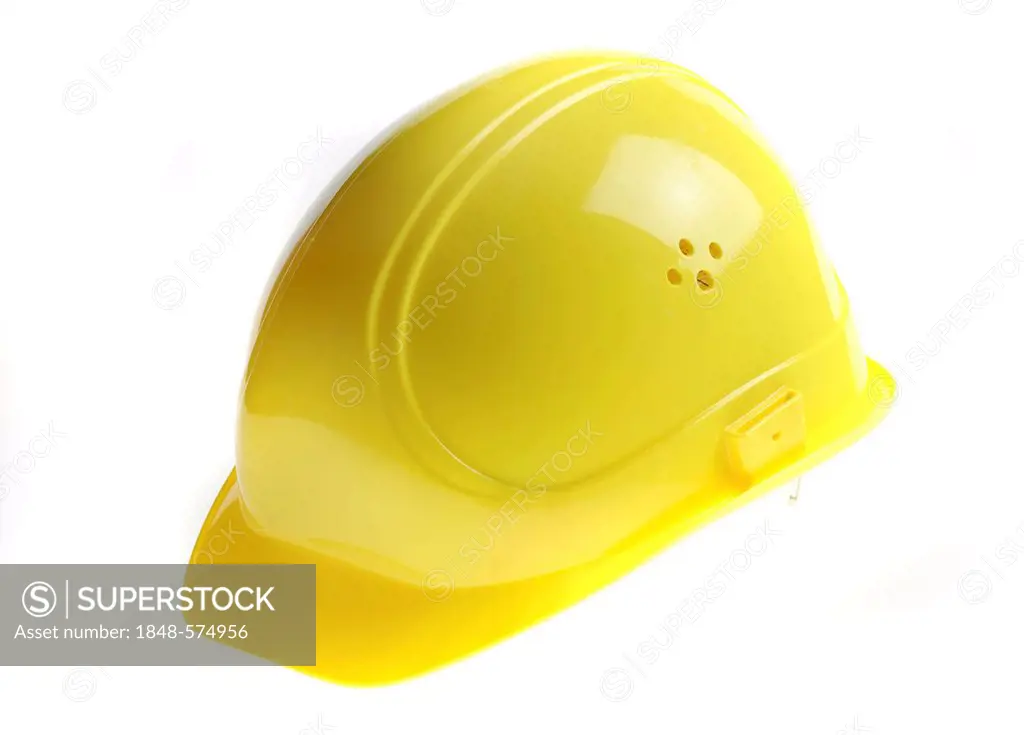 Worker's helmet, safety helmet made of yellow plastic
