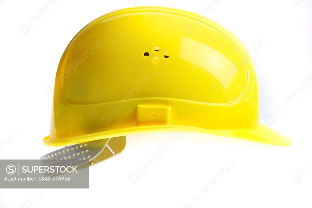 Worker's helmet, safety helmet made of yellow plastic