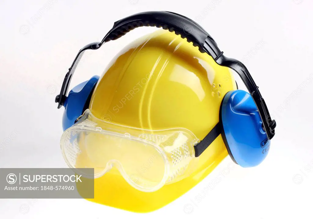 Personal protective equipment, hearing protection, hard hat, safety glasses