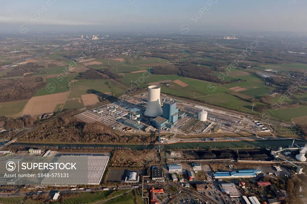 Aerial view, EON Datteln 4, coal-fired power plant, Datteln, Ruhr area, North Rhine-Westphalia, Germany, Europe