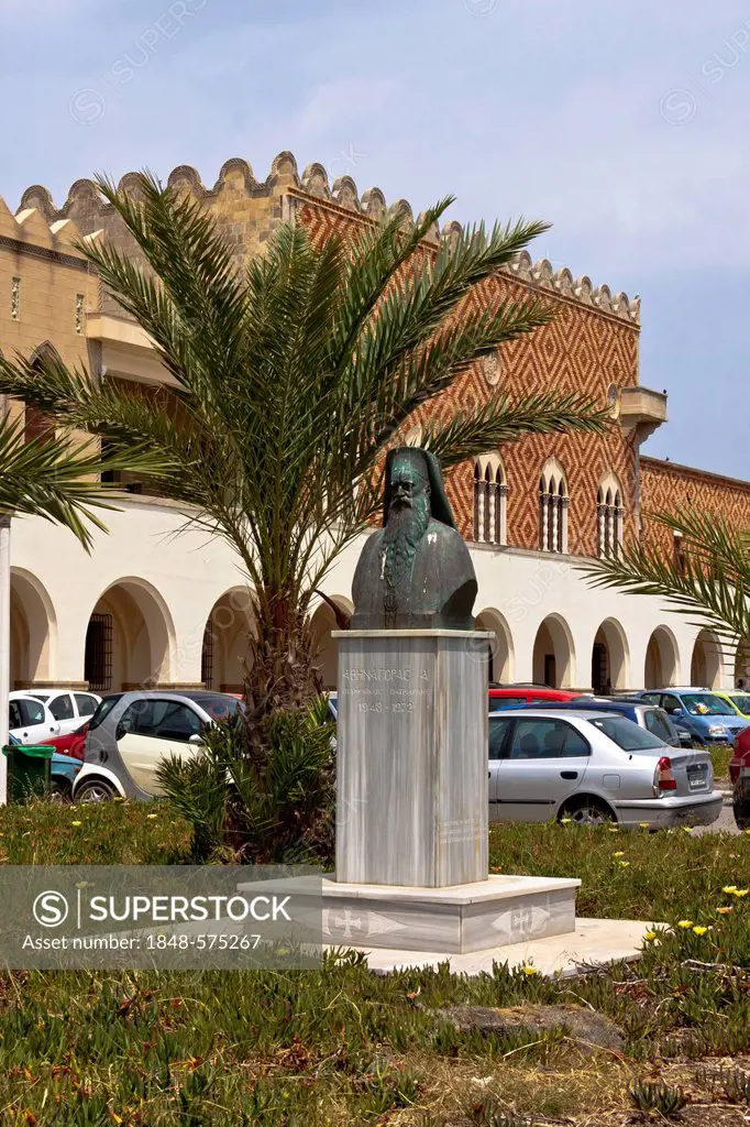 Bust of Athenagoras, Patriarch of Constantinople, city of Rhodes, Rhodes, Greece, Europe, PublicGround