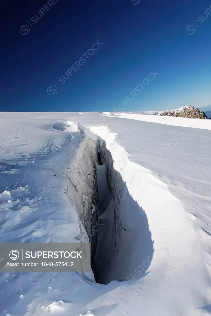 Ice crevice on the Dachstein Glacier, Ramsau, Styria, Austria, Europe