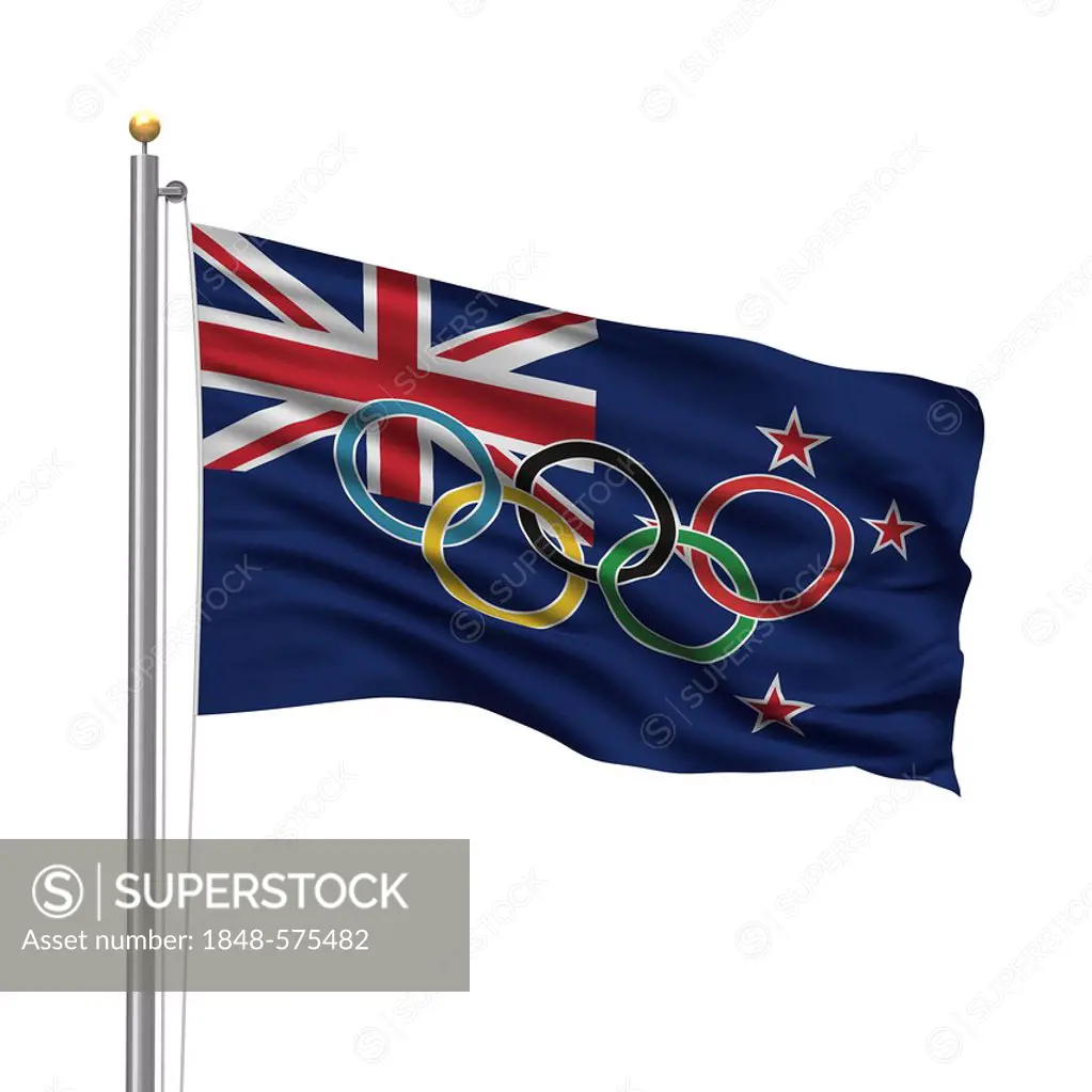 Flag of New Zealand with Olympic rings