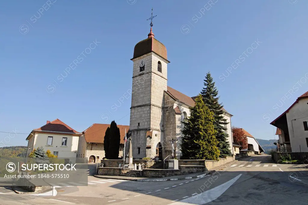 Church of Saint-Maurice, Ouhans, Pontarlier, departement of Doubs, Franche-Comte, France, Europe, PublicGround
