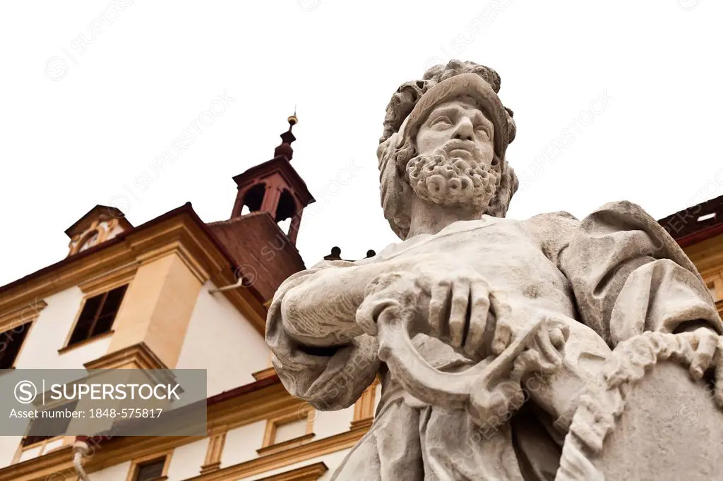 Statue at Schloss Eggenberg castle, Graz, Styria, Europe