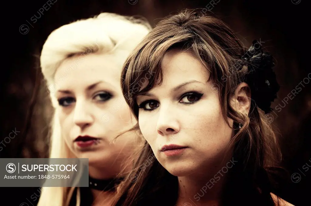 Women with a serious face, Gothic, punk, retro style, portrait