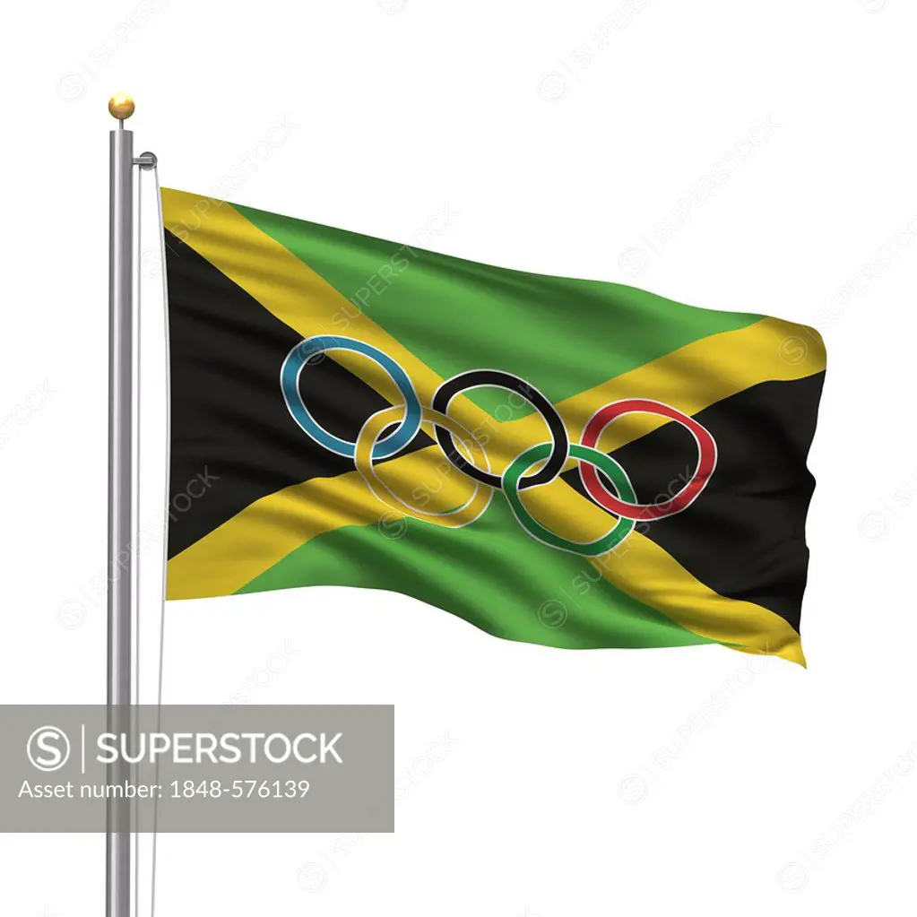 Flag of Jamaica with Olympic rings