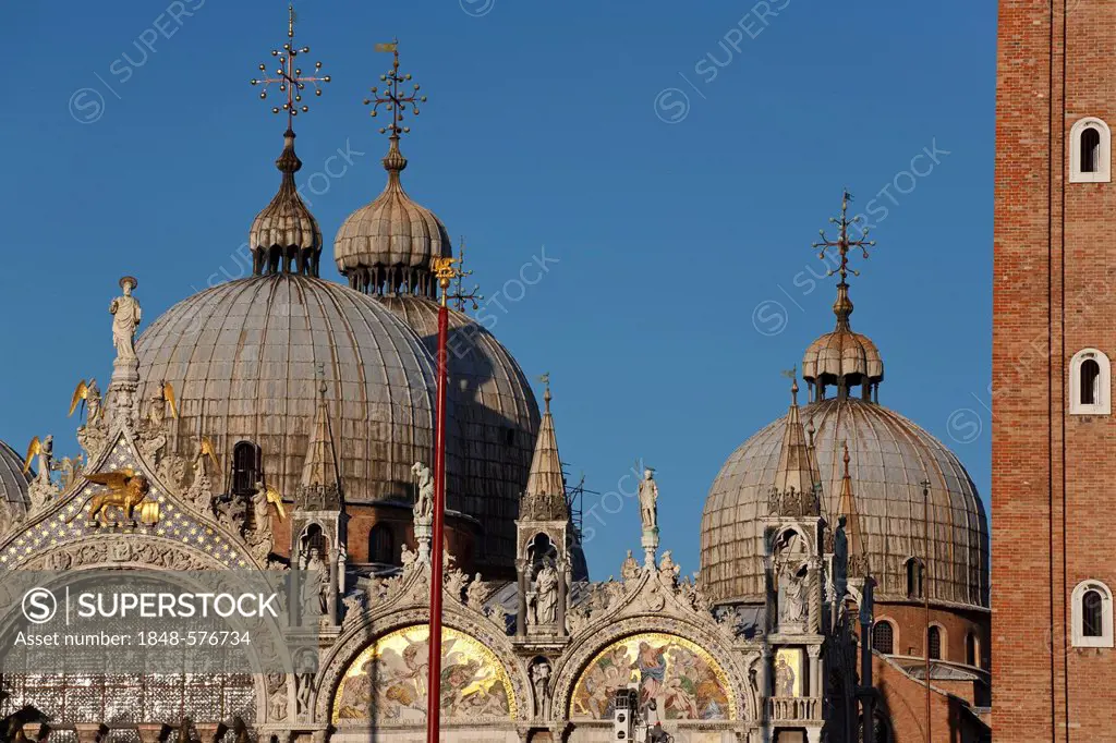 Basilica di San Marco, St. Mark's Basilica, St. Mark's Tower, St. Mark's Square, Venice, Italy, Europe