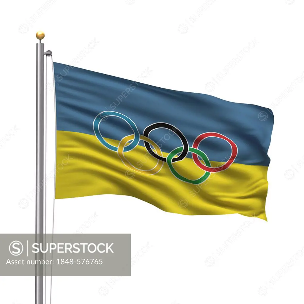 Flag of the Ukraine with Olympic rings