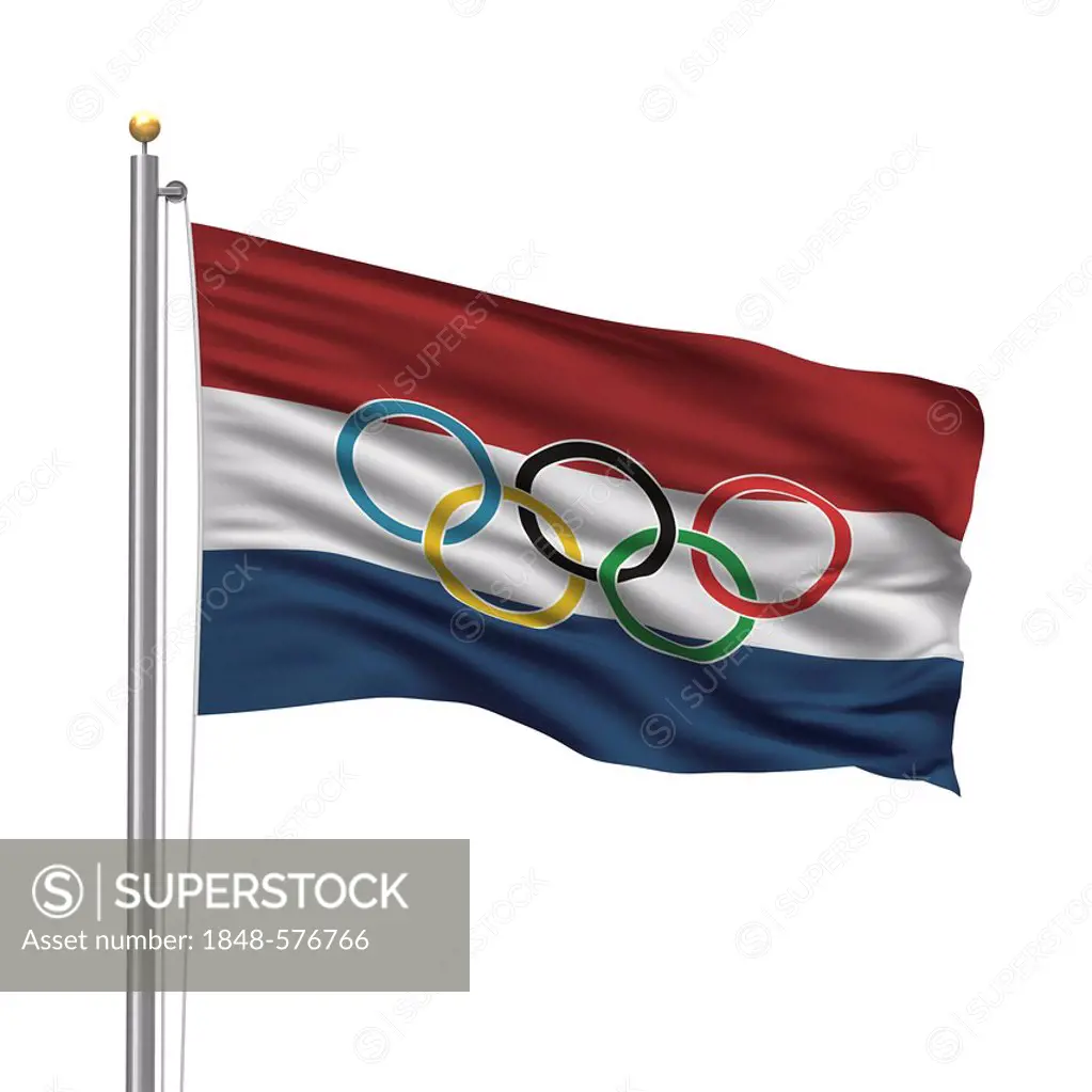 Flag of the Netherlands with Olympic rings