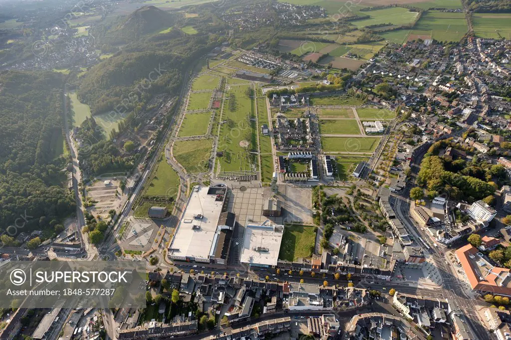 Aerial view, former colliery site, industrial estate, LEG, Landesentwicklungsgesellschaft, state development corporation, Alsdorf, North Rhine-Westpha...