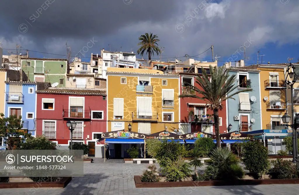 Colourful houses of Villajoyosa, Costa Blanca, Spain, Europe