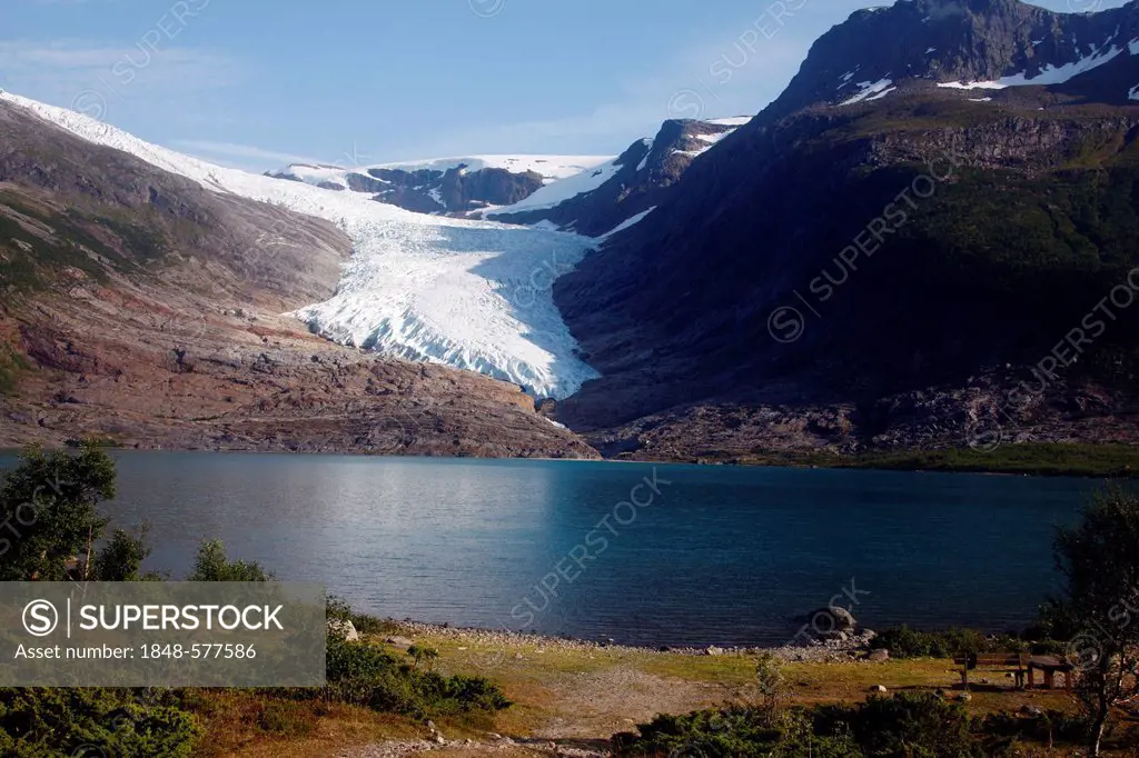 Svartisen glacier, Holandsfjord, Norway, Scandinavia, Europe