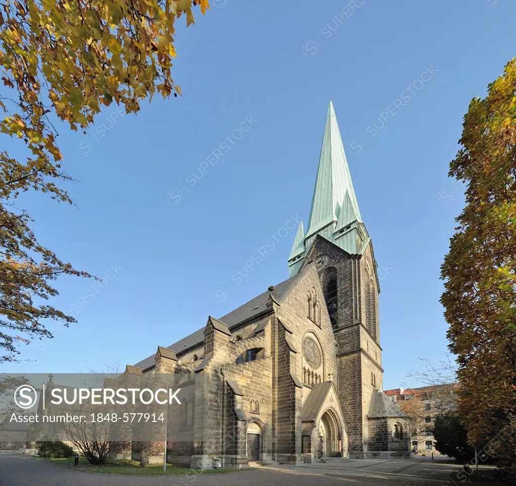 Catholic Sacred Heart church, Borsbergstrasse, Dresden, Saxony, Germany, Europe