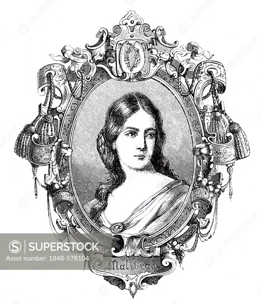 María de la Felicidad Malibran, née García, or La Malibran, 1808 - 1836, French opera singer, mezzo-soprano, historic engraving from the book of memor...