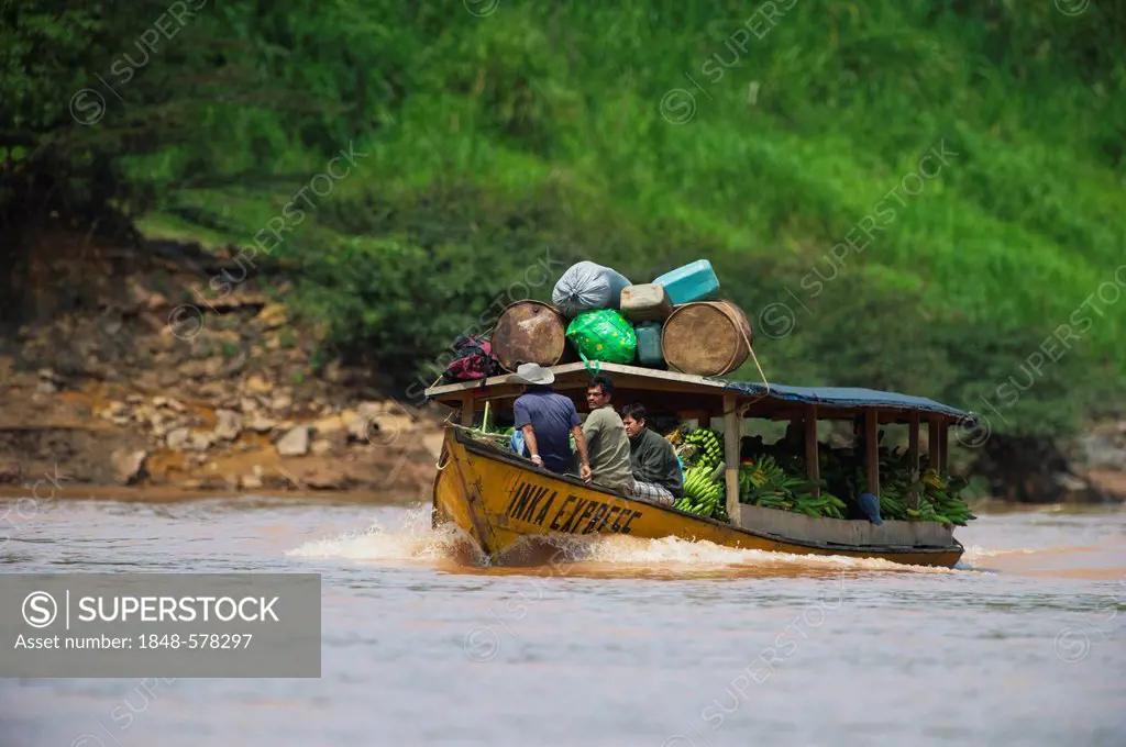 River taxi, Tambopata, Amazon, Peru, South America