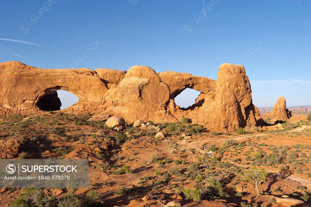 North Window and South Window arches, The Windows Section, Arches National Park, Utah, USA