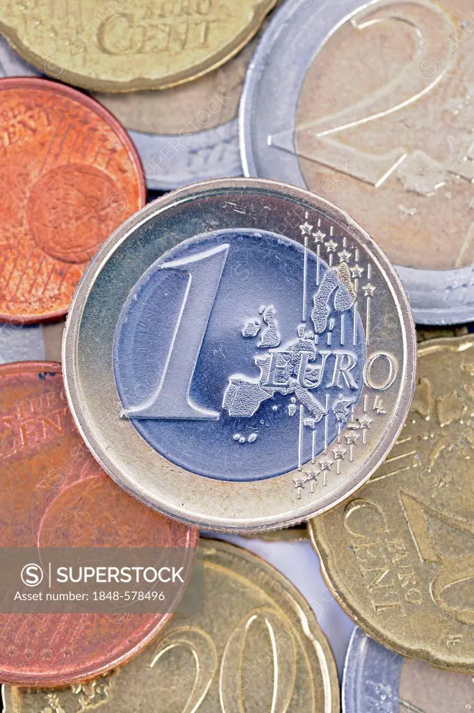 Euro coins, loose change, hard money