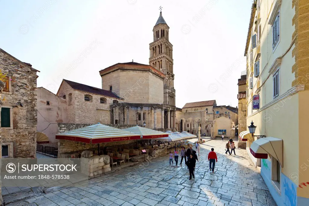 Diocletian's Palace, square between Peristyle and Split Cathedral, historic town centre, Split, Central Dalmatia, Dalmatia, Adriatic coast, Croatia, E...