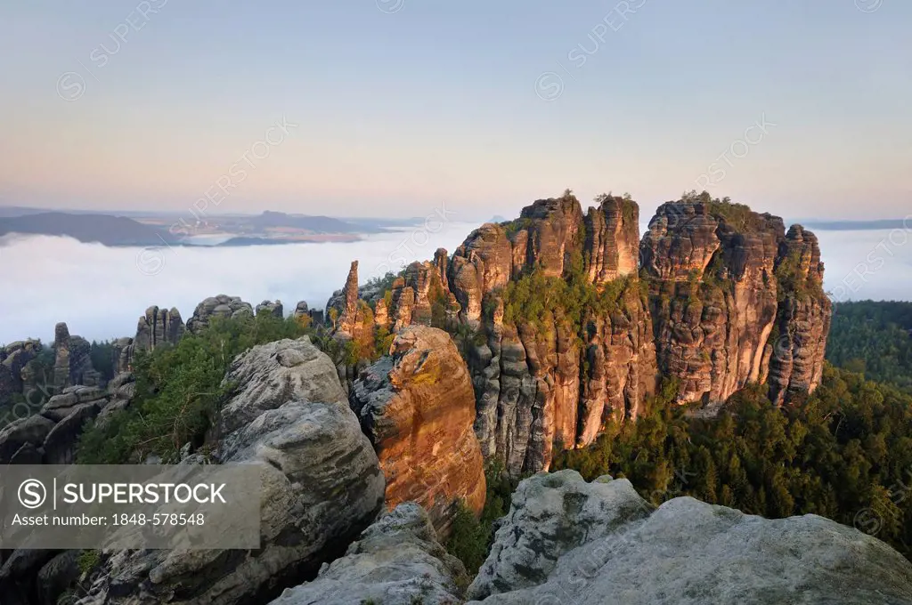 Saxon Switzerland, Schrammsteine, group of rocks, Saxony, Germany, Europe