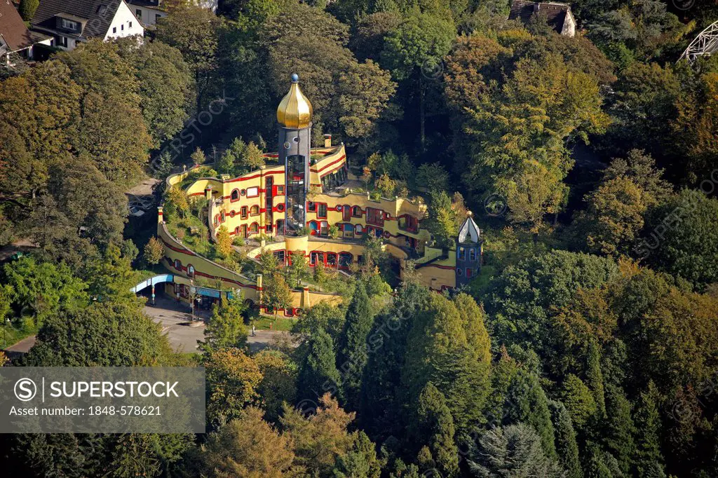 Aerial view, Ronald McDonald House, Essen, Ruhr Area, North Rhine-Westphalia, Germany, Europe