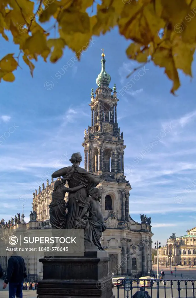 Der Morgen, morning, part of the sculpture Vier Tageszeiten, four times of day in front of Hofkirche Church, Dresden, Saxony, Germany, Europe