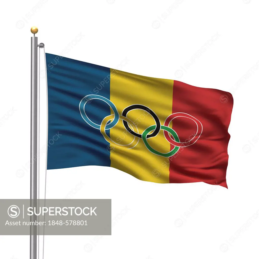 Flag of Romania with Olympic rings