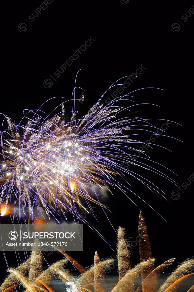 Fireworks display, aerial fireworks display, Brandenburg, Germany, Europe