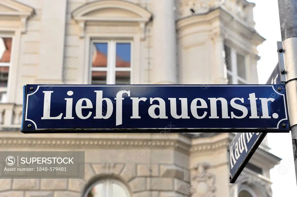 Liebfrauenstrasse, street sign, Munich, Bavaria, Germany, Europe