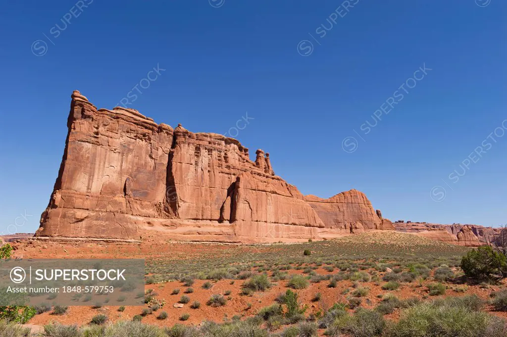 Courthouse Towers rock formation, Arches National Park, Utah, USA