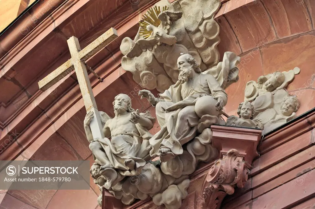 St Augustine Catholic Church, detail view of entrance, Augustinerstrasse 34, Mainz, Rhineland-Palatinate, Germany, Europe
