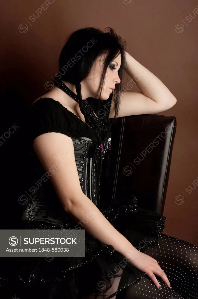 Woman, Gothic, sitting, sad