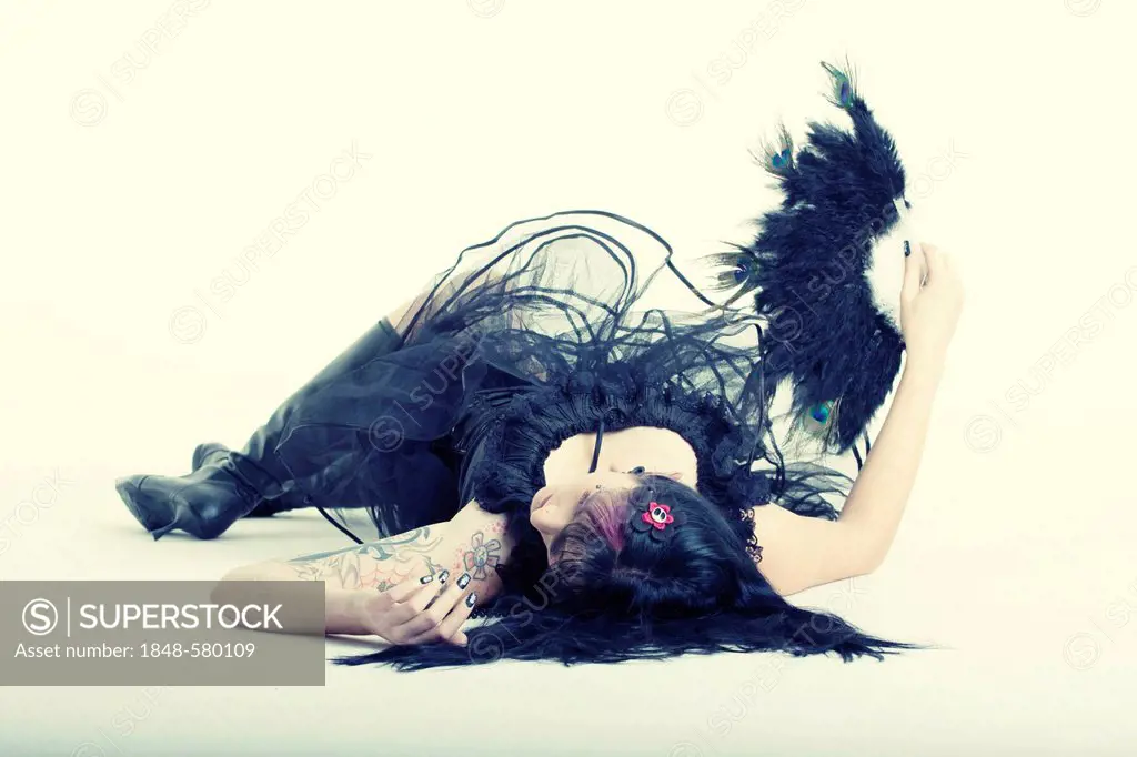 Woman lying on the floor, Gothic
