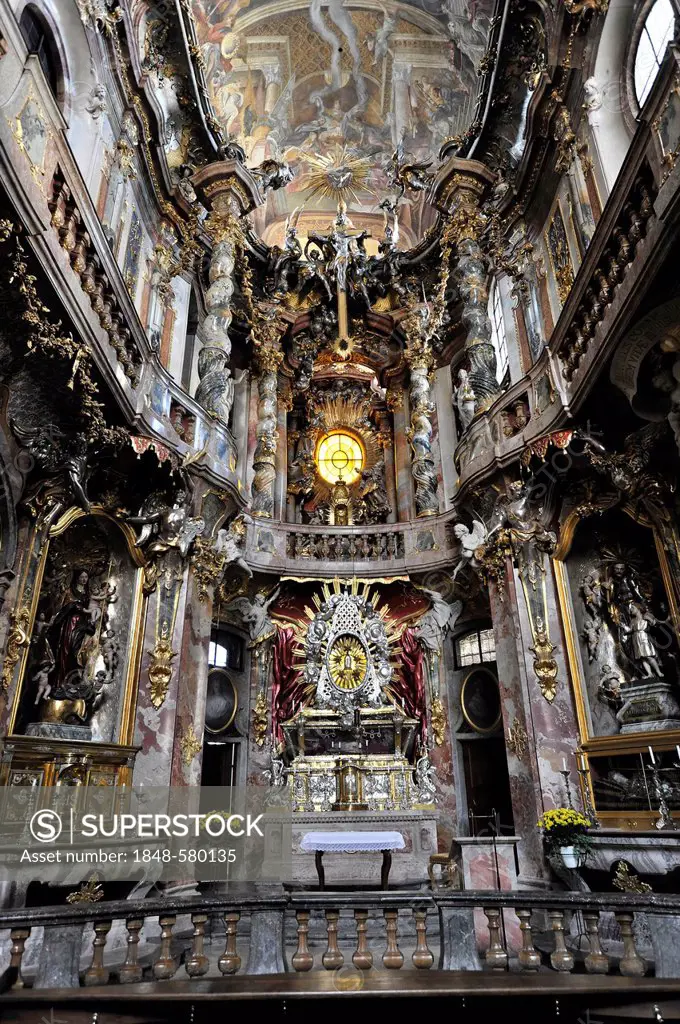 Interior view of Asamkirche Church, St. Johann Nepomuk church, Rococo building, Sendlinger Strasse, Munich, Upper Bavaria, Bavaria, Germany, Europe