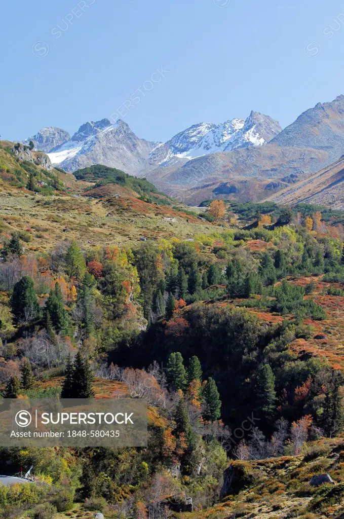 View of the Silvretta Alps in autumn, Silvretta High Alpine Road, Vorarlberg, Austria, Europe