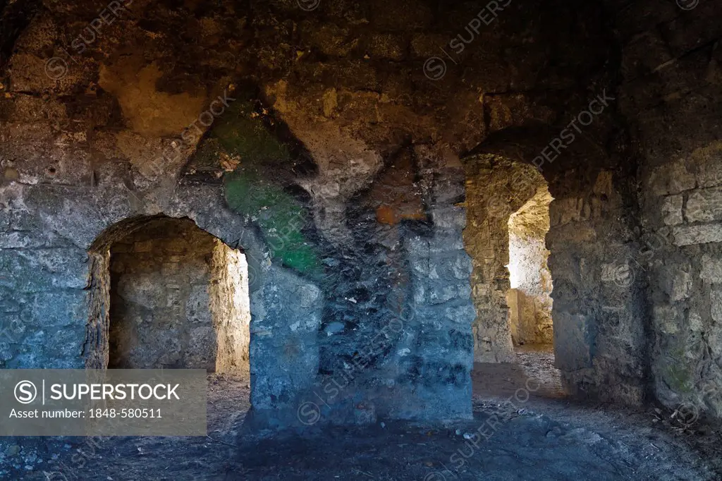 Cellar in Burg Hohenurach castle ruins, Bad Urach, Swabian Alb, Reutlingen district, Baden-Wuerttemberg, Germany, Europe
