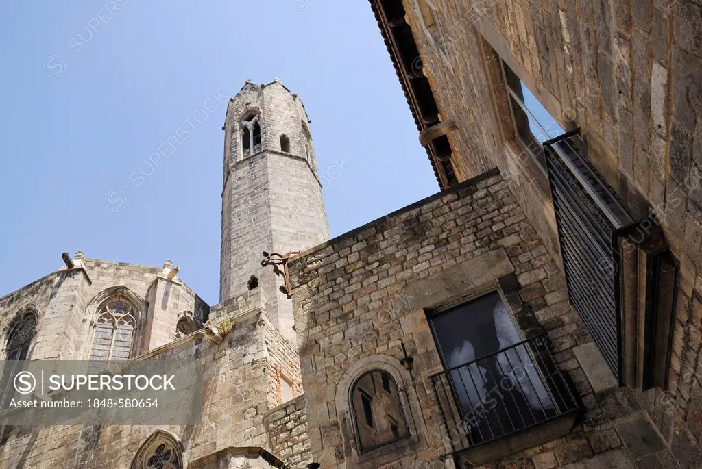 Bell tower, Chapel of Santa Agatha, Capella de Santa Àgata, Gothic Quarter, Barri Gòtic, Barcelona, Catalonia, Spain, Europe, PublicGround