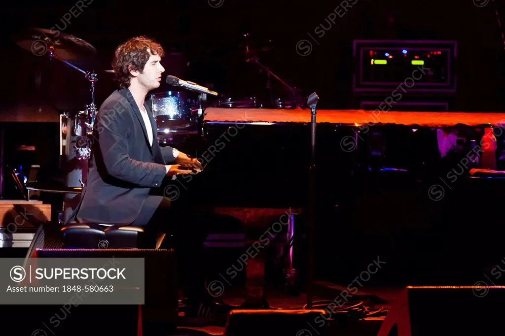 U.S. singer Josh Groban performing live in the concert hall of the KKL, Culture and Convention Centre, Lucerne, Switzerland, Europe