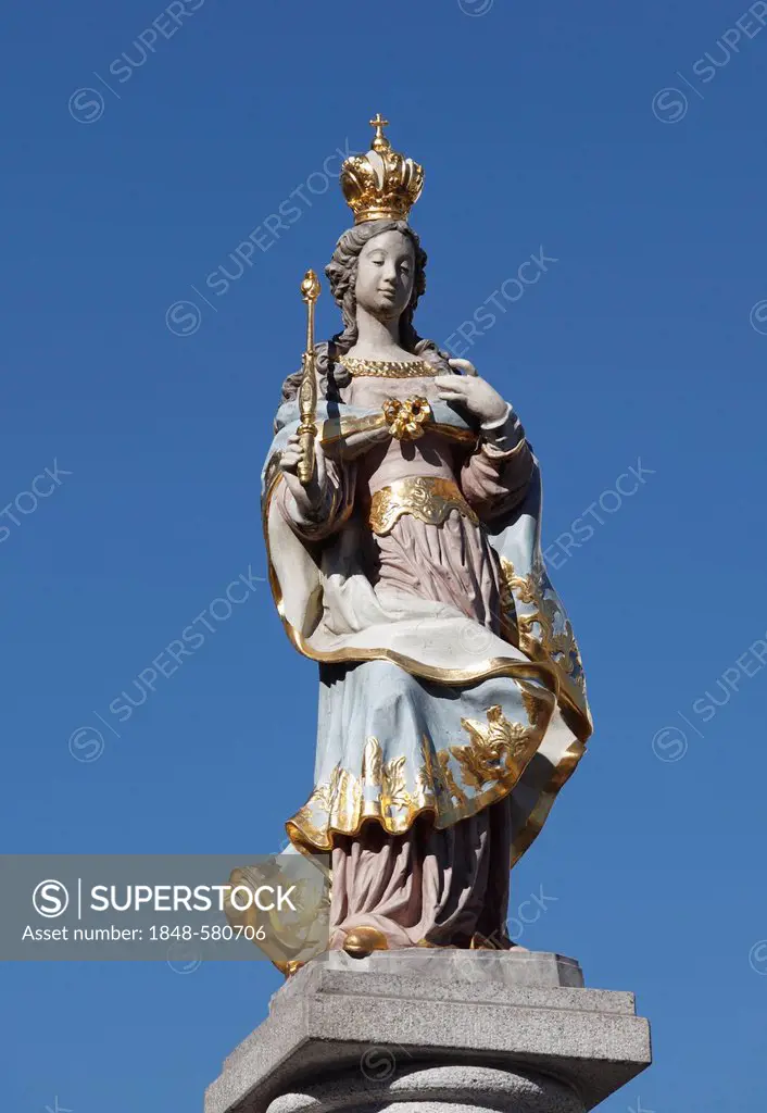 Column of the Virgin Mary, Grossholzhausen, Raubling parish, Upper Bavaria, Bavaria, Germany, Europe, PublicGround